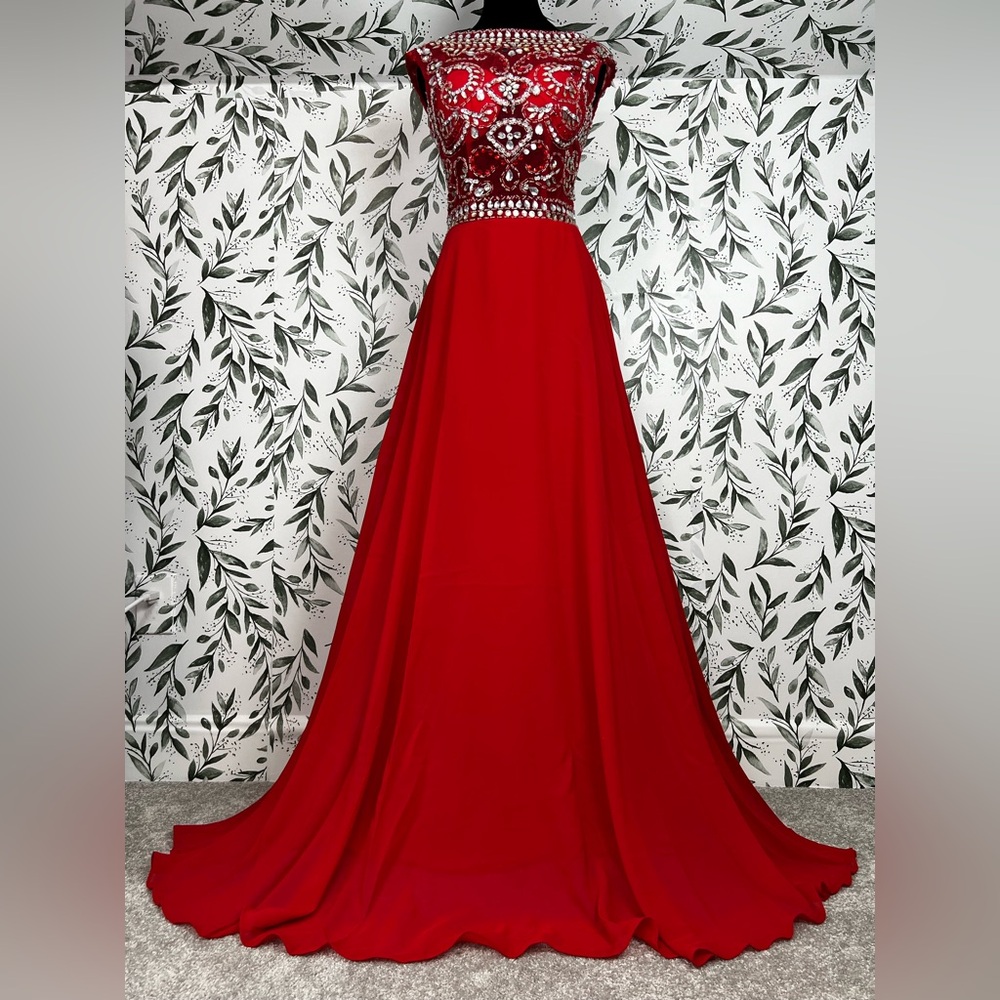 Prom Evening Gown Beaded Bodice Chiffon Mother Of The Bride Wedding Size S NWT D